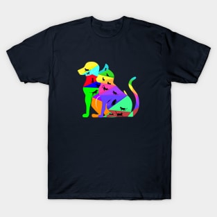 Colorful cute small puppies and kittens T-Shirt